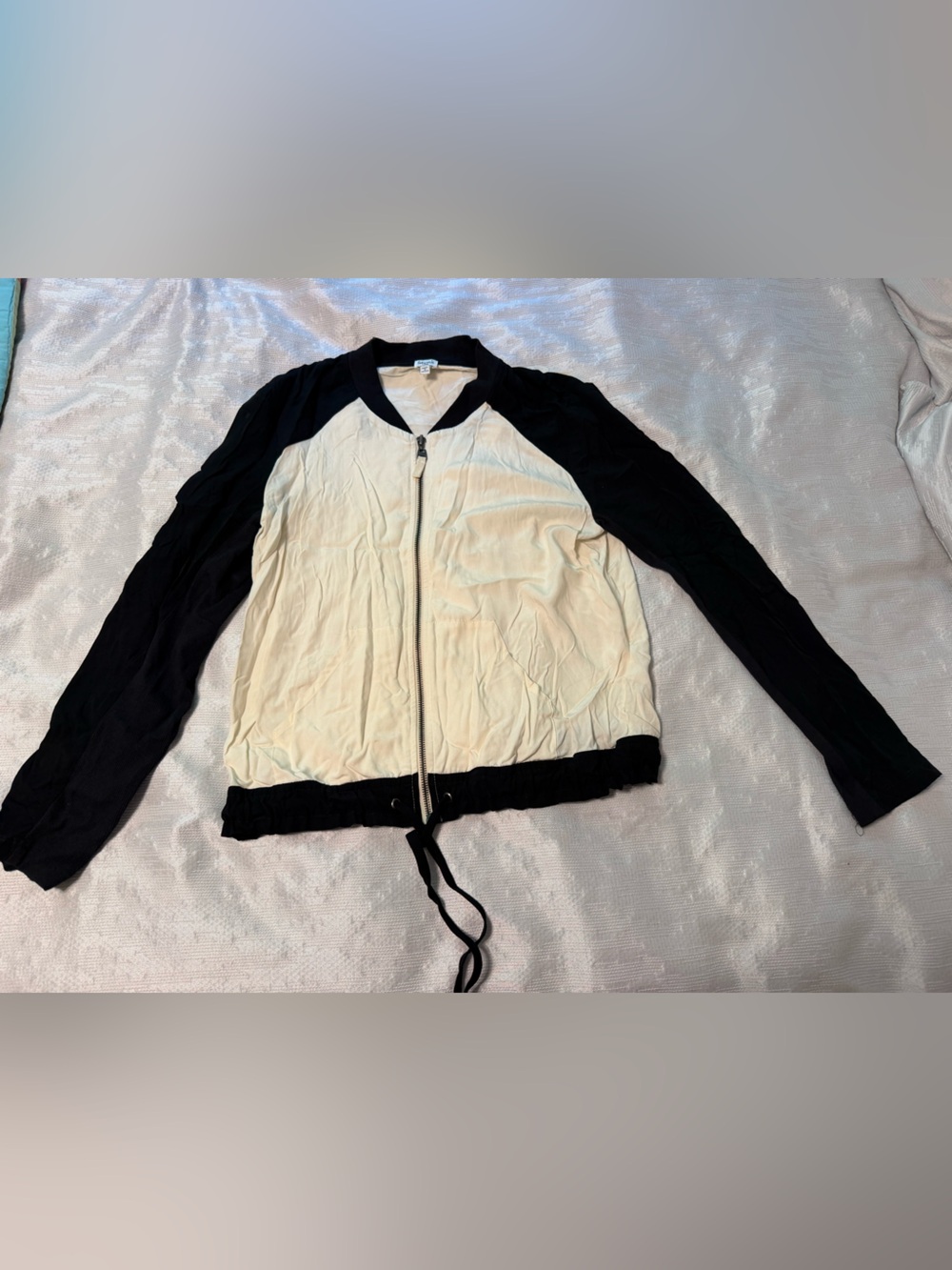 Splendid Black and Cream Light Weight Bomber Jacket